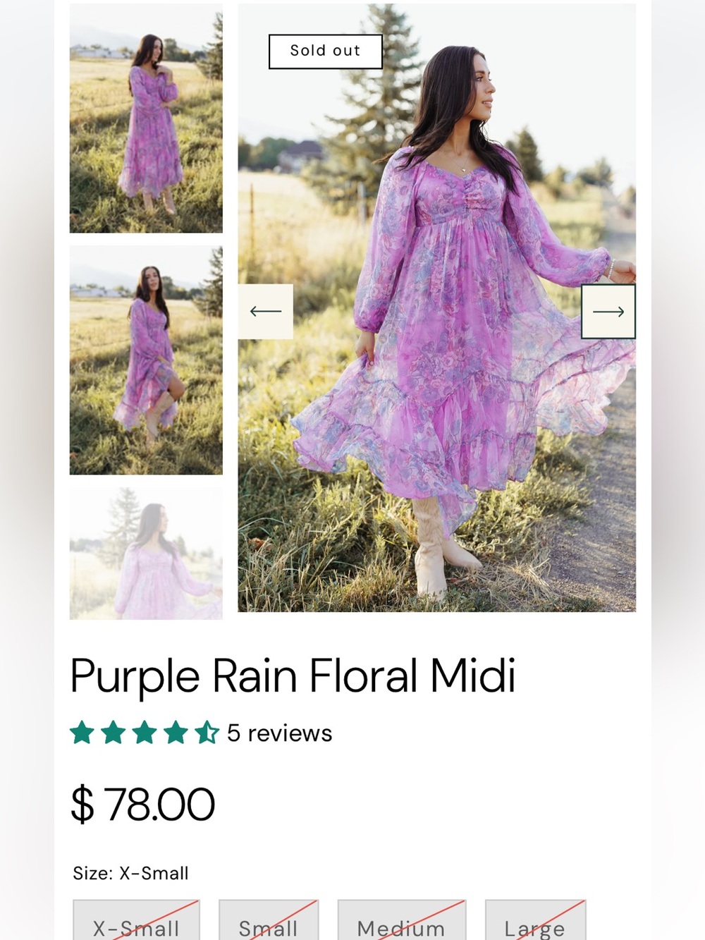 Purple Floral Midi Dress